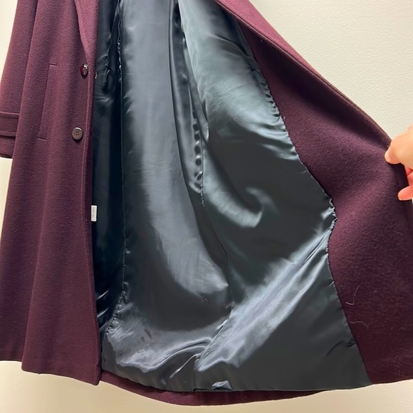 Vintage Stephanie Matthews Wool Coat Long Dark Purple Eggplant with Sc… - Picture 7 of 15